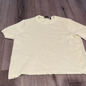 THEORY WOMENS SHEEN WAFFLE TOP LIME GREEN SIZE MEDIUM